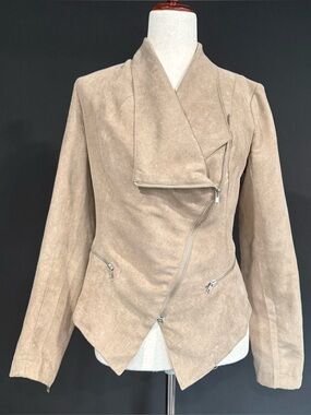 Rampage Cropped Tan Moto Asymmetrical Jacket